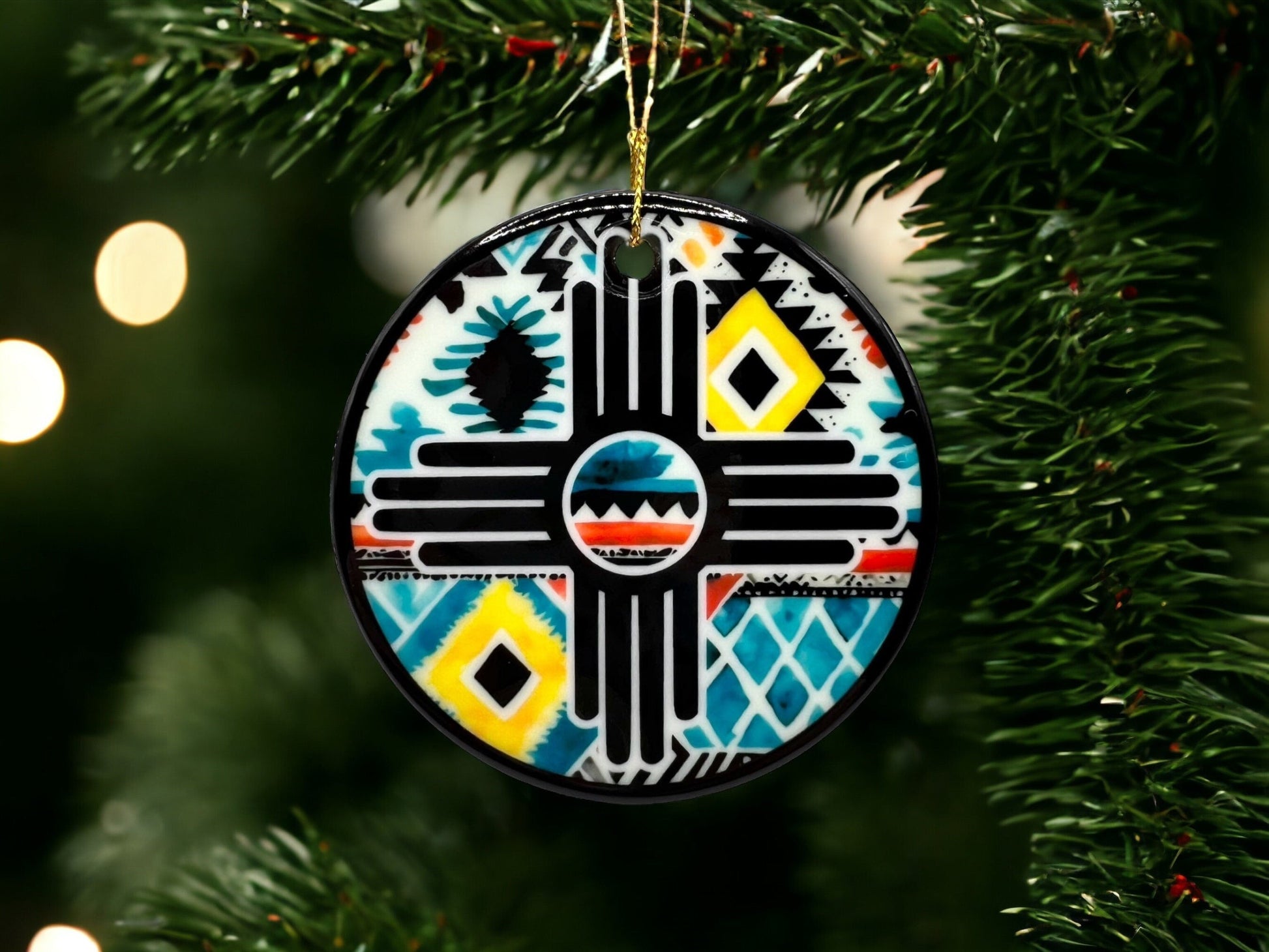 Zia Southwestern New Mexico Handmade Ceramic Christmas Ornament *ORIGINAL ARTIST*
