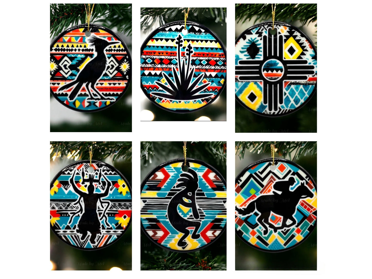 Zia Southwestern New Mexico Handmade Ceramic Christmas Ornament *ORIGINAL ARTIST*
